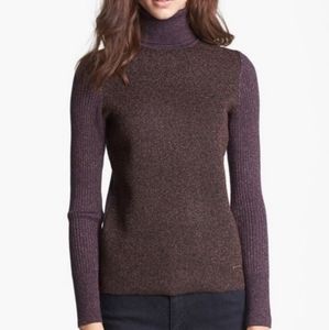 Tory Burch Lindley Metallic Turtleneck Sweater Size s
